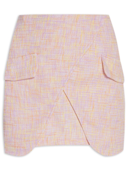 Saia Curta Com Sobreposição – Rosa