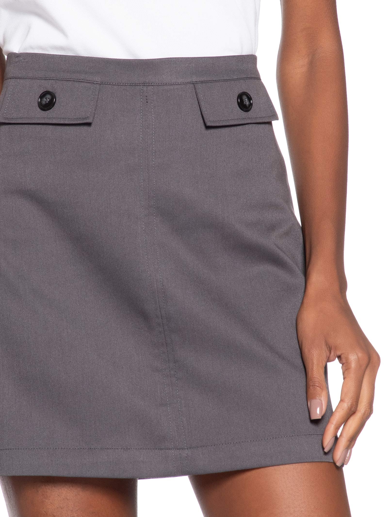 Saia Curta Detalhe Lapela Cinza Basiq