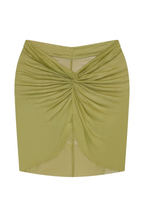 saia curta em tule pistache