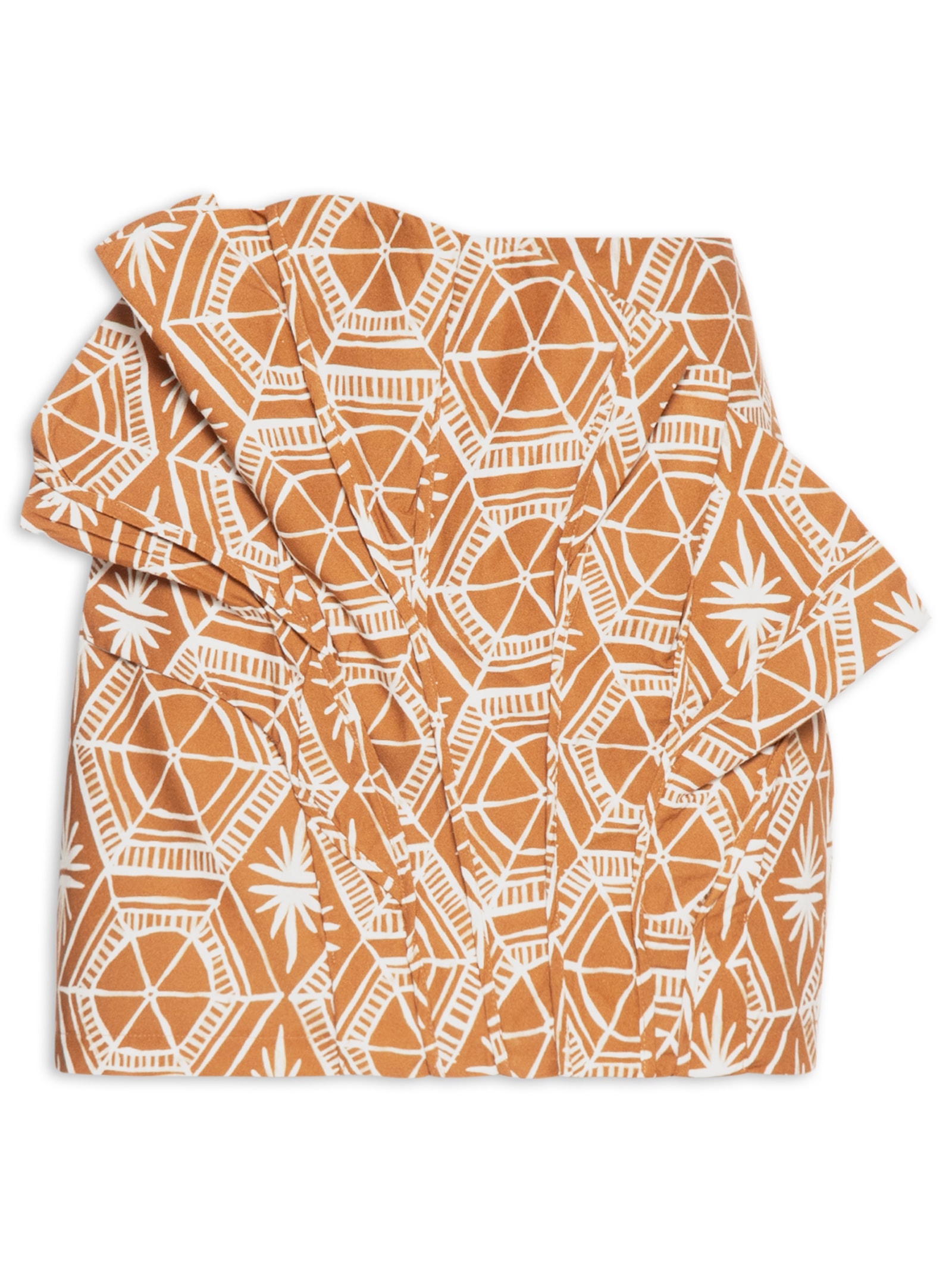 Saia Curta Estampada Drapeado Marrom Colcci