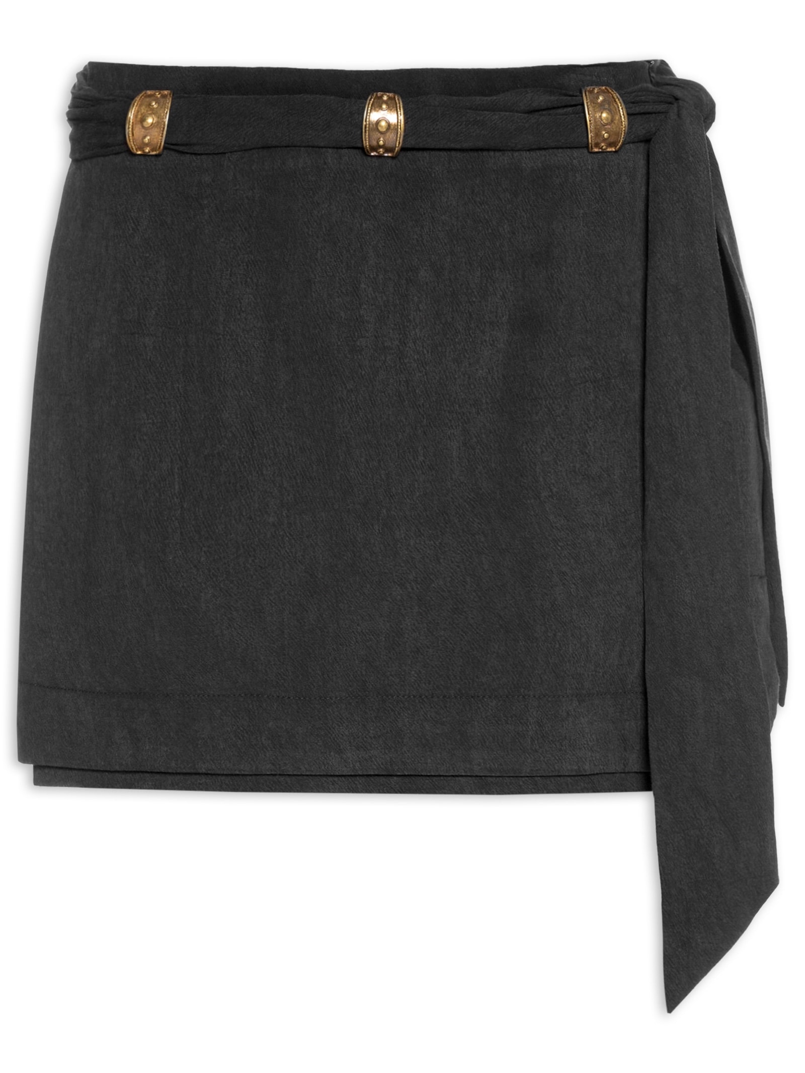 Saia Curta Faixa Fivelas Preto Maria Filó