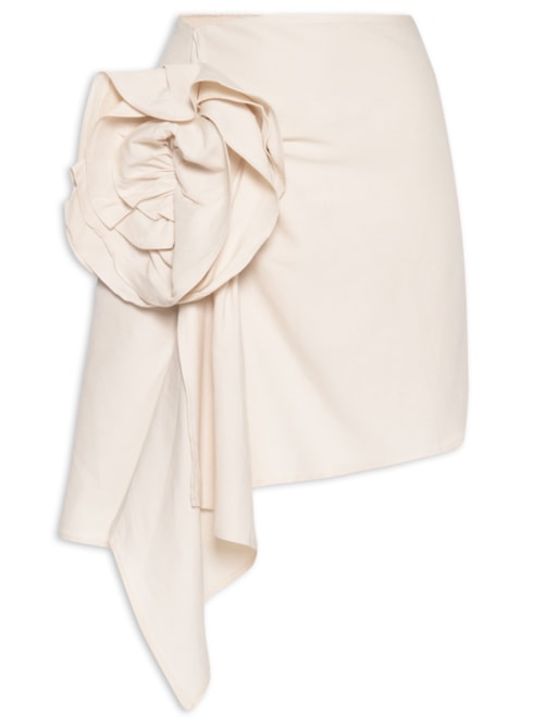 Saia Curta Flor Linho – Bege