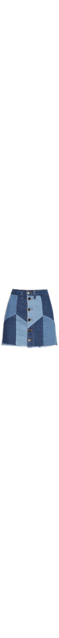Saia Curta Jeans Patchwork - Azul