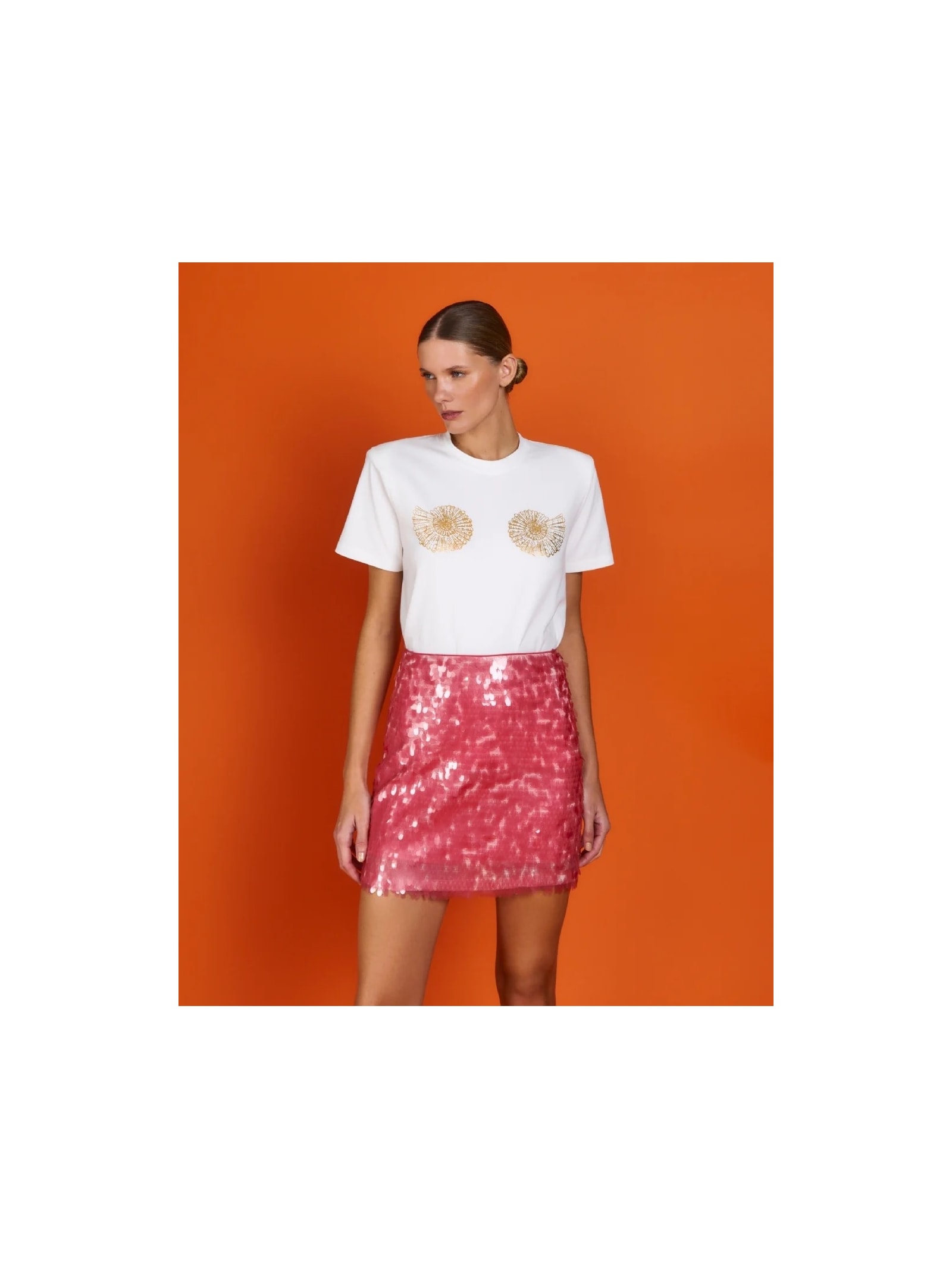 Saia Curta Mareh Escama Rosa Shop Ginger