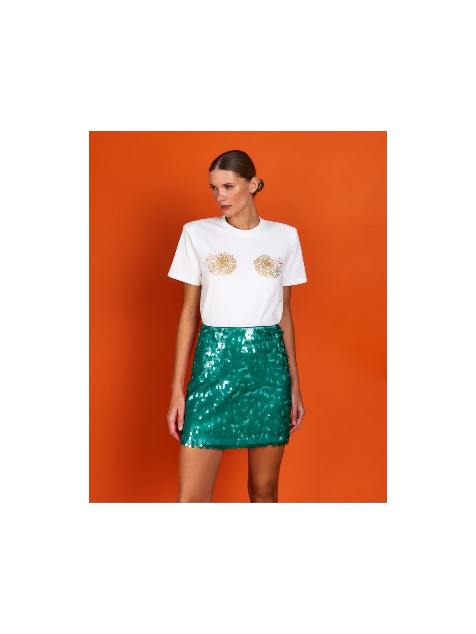 Saia Curta Mareh Escama Verde Shop Ginger