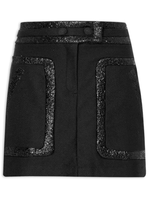 Saia Curta Mix Tecidos Texturizada – Preto