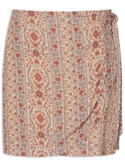 Saia Curta Pareô Estampa Agave Palha – Rosa