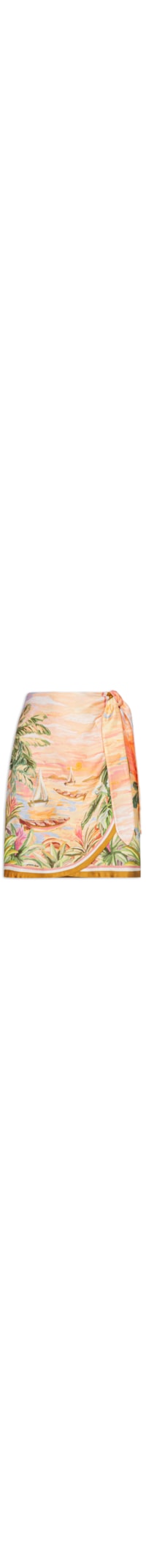 Saia Curta Pareô Pintura Tropical - Laranja