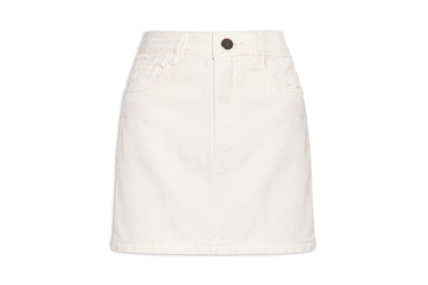 Saia Curta Reta Jeans - Off White