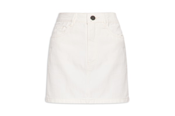 Saia Curta Reta Jeans - Off White