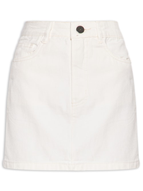 Saia Curta Reta Jeans - Off White