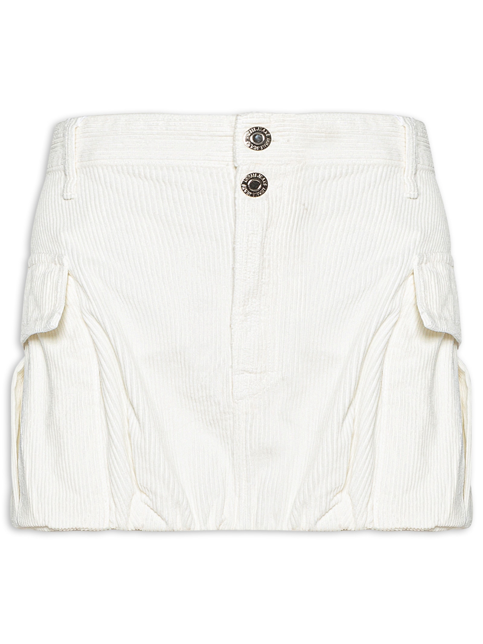 Saia Curta Sarja Pregas Na Barra Cotelê- Branco Animale Jeans