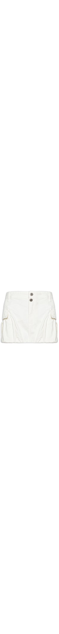 Saia Curta Sarja Pregas Na Barra Cotelê- Branco