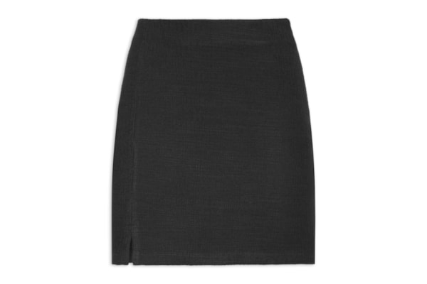 Saia Curta Tweed Com Fenda - Preto