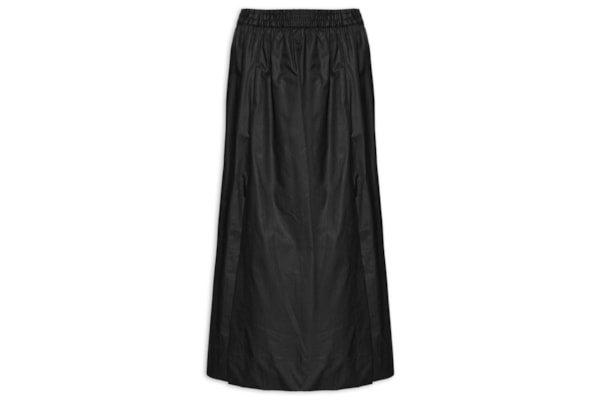 Saia De Algodão Midi Preta - Preto