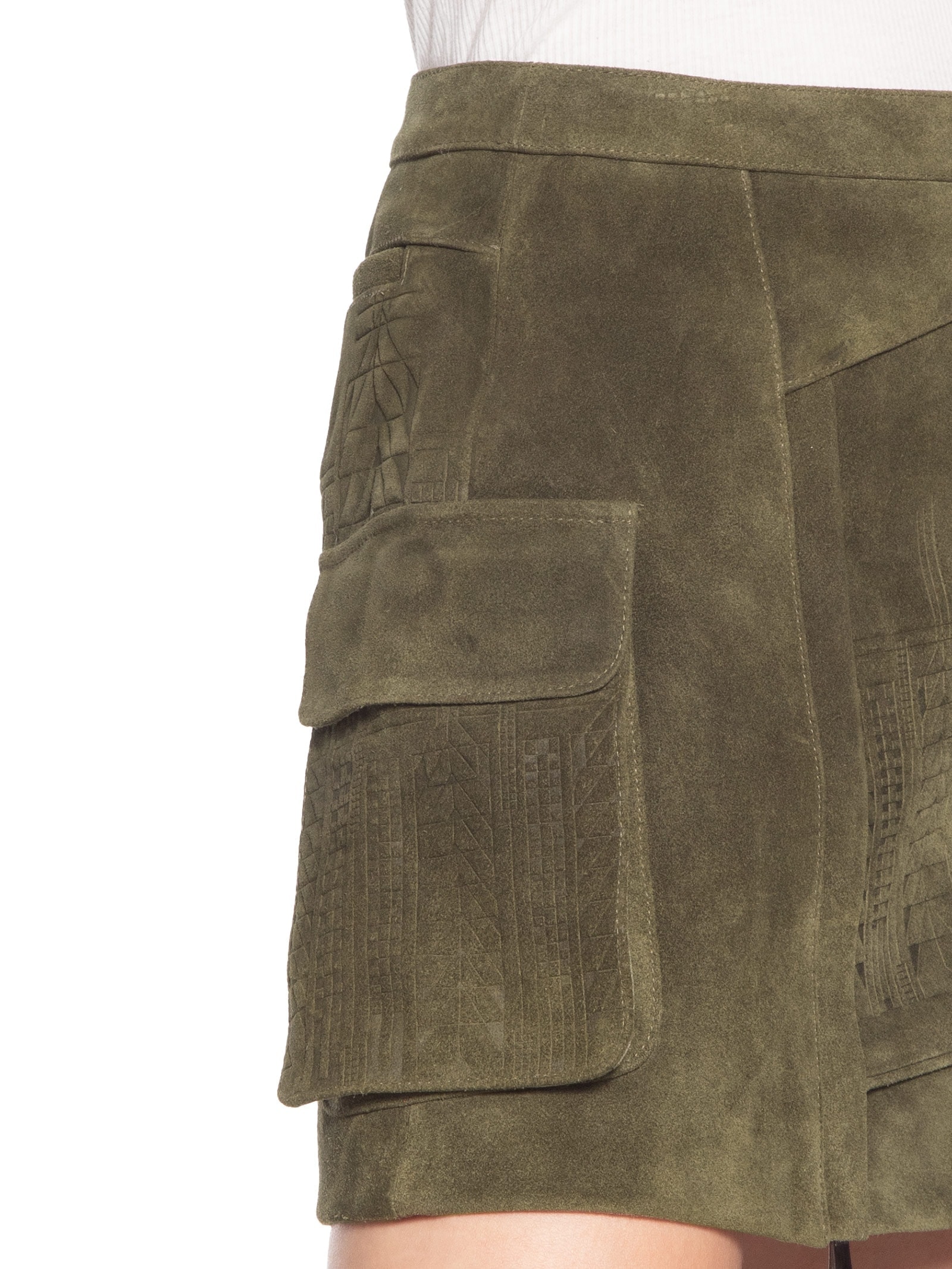 Saia De Chamois Curta Etnica Verde Animale