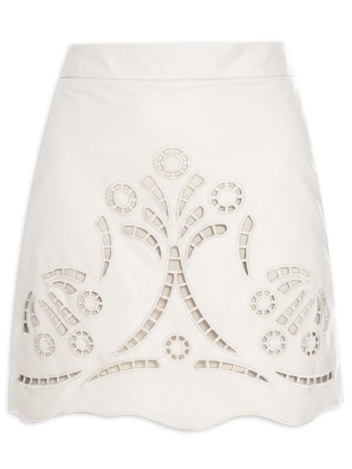 Saia De Couro Cintura Alta Richelieu - Off White
