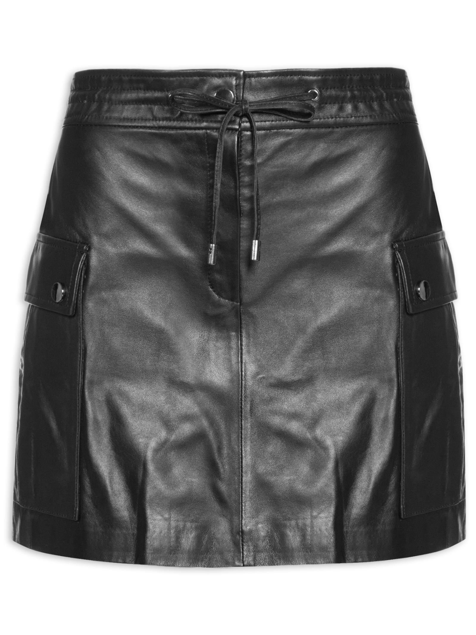 Saia de Couro Detalhe Cós – Preto Animale Jeans
