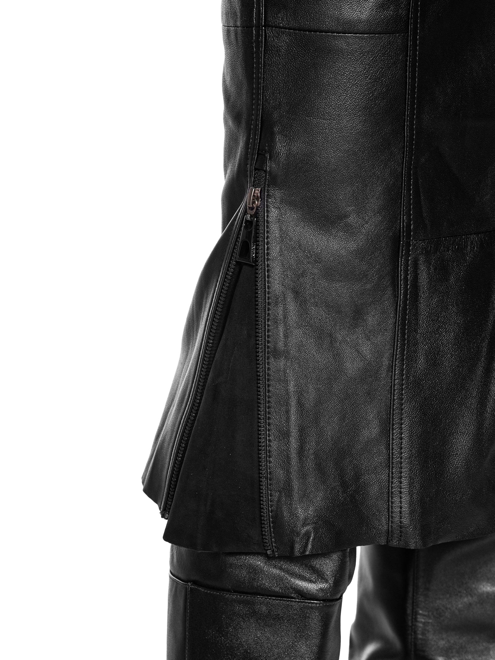 Saia De Couro Midi Sport Preto Animale