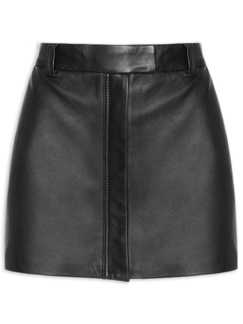 Saia De Couro Mini Clean – Preto