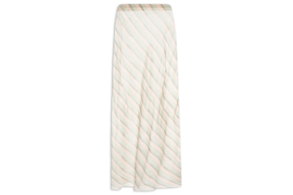 Saia De Georgette Leve Longa Estampada - Verde