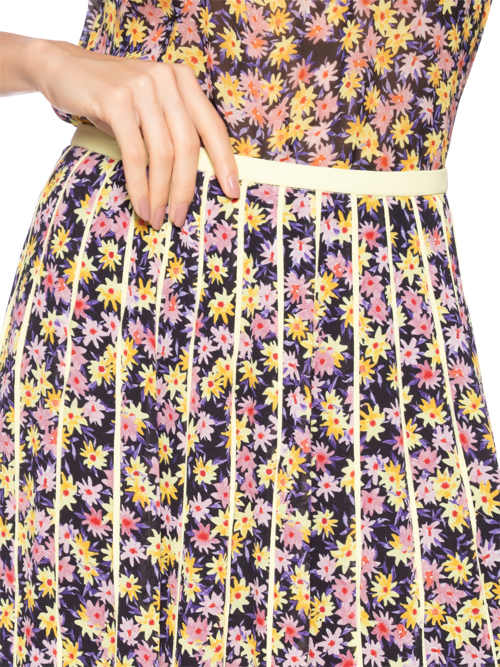 Saia De Georgette Longa Recorte Com Vivos Estampa Liberty Arte Rosa Animale