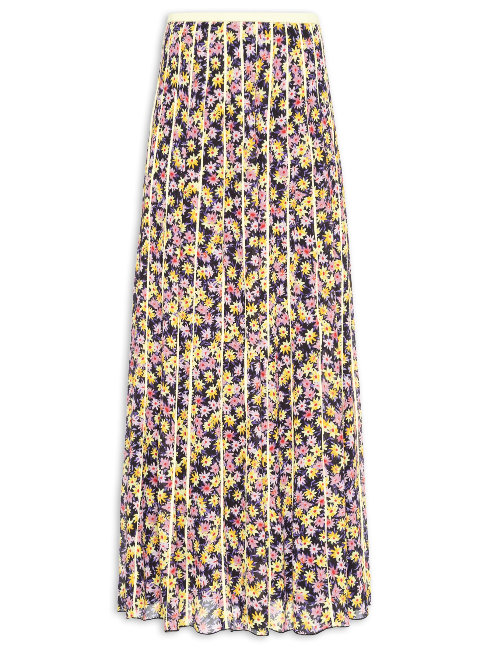 Saia De Georgette Longa Recorte Com Vivos Estampa Liberty Arte Rosa Animale