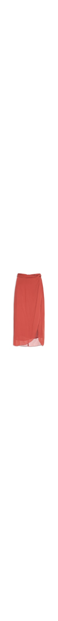 Saia De Georgette Pesado Midi Pareô Vermelha - Vermelho