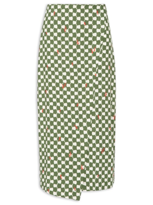 Saia de Linho Estampa Chilli – Verde