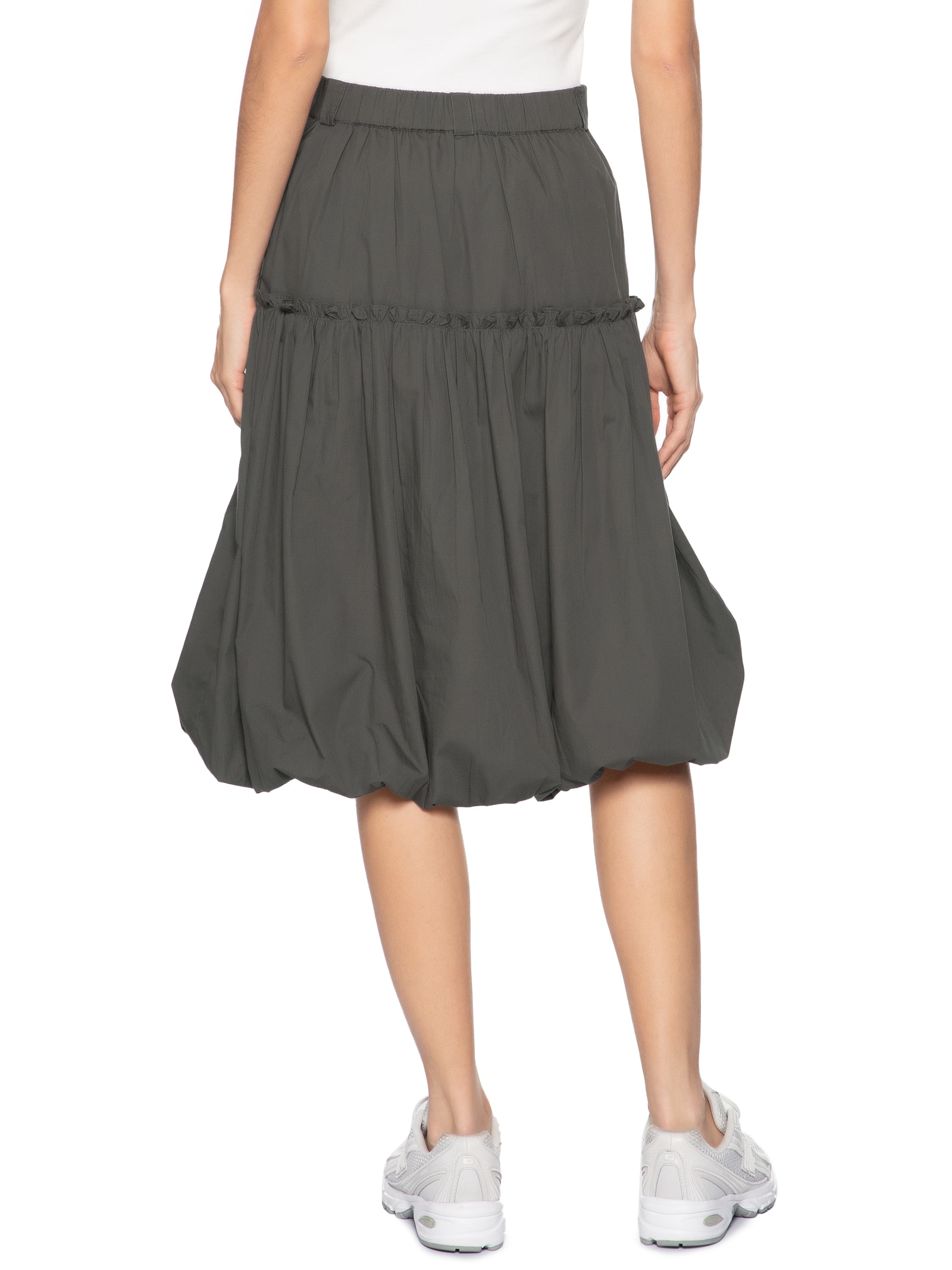 Saia De Tricoline Balone Midi Verde Animale Jeans