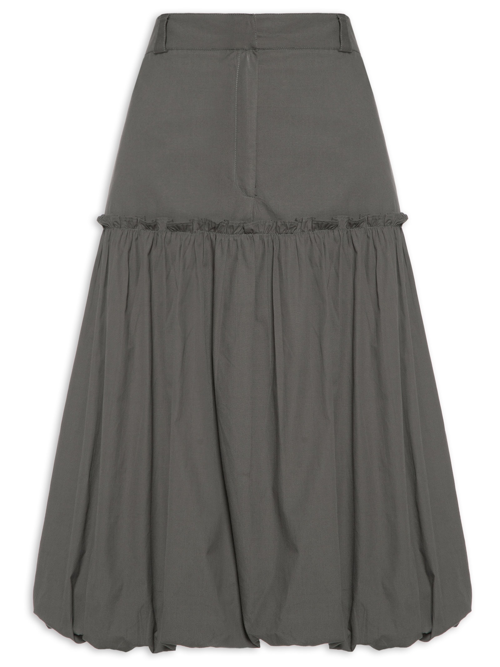 Saia De Tricoline Balone Midi Verde Animale Jeans