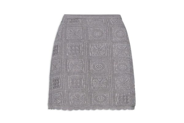 Saia De Tricot Curta Com Lurex - Cinza