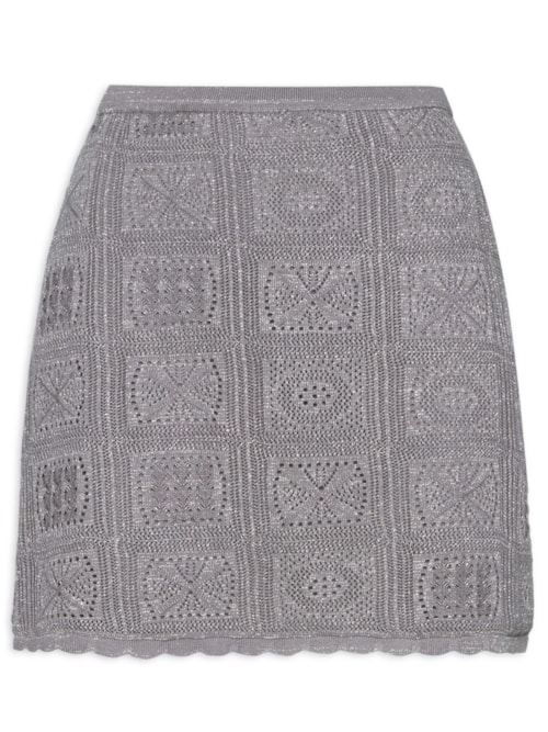 Saia De Tricot Curta Com Lurex – Cinza