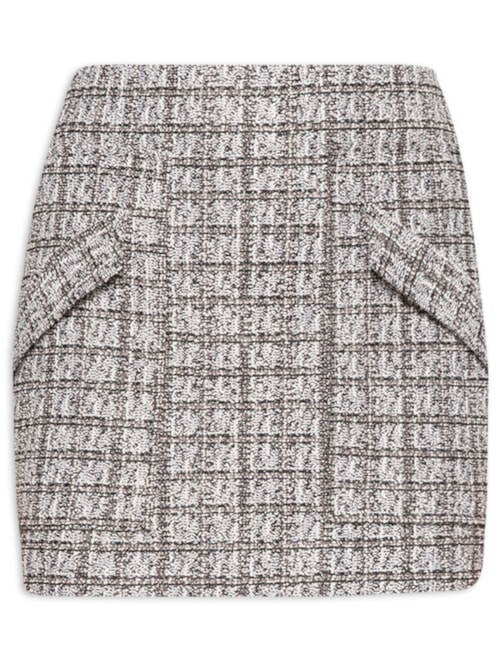 Saia De Tweed Curta Bolsos – Cinza