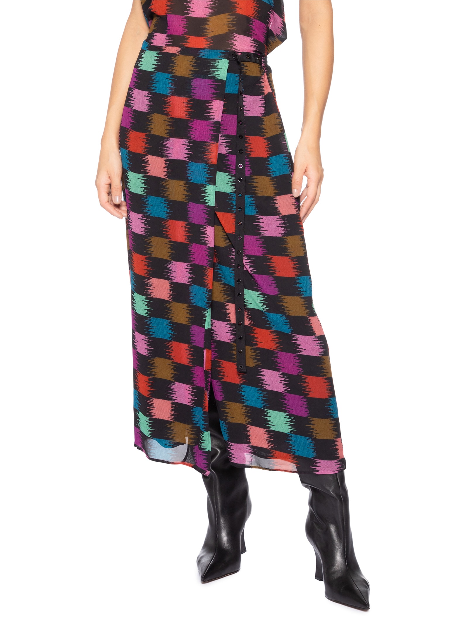 Saia Envelope Xadrez Whisky Preto Animale