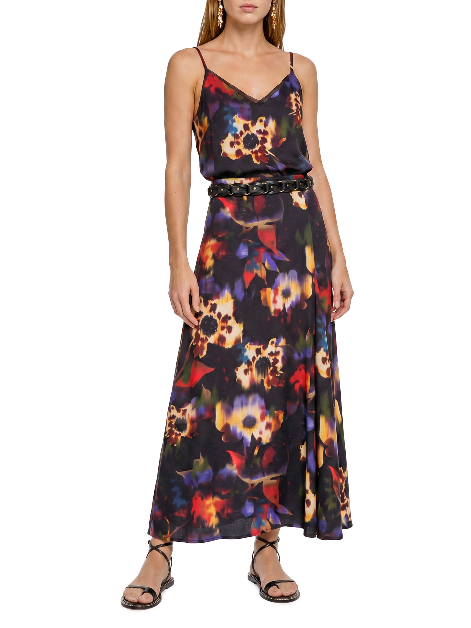 Saia Est Floral Glitch Preto Cantão