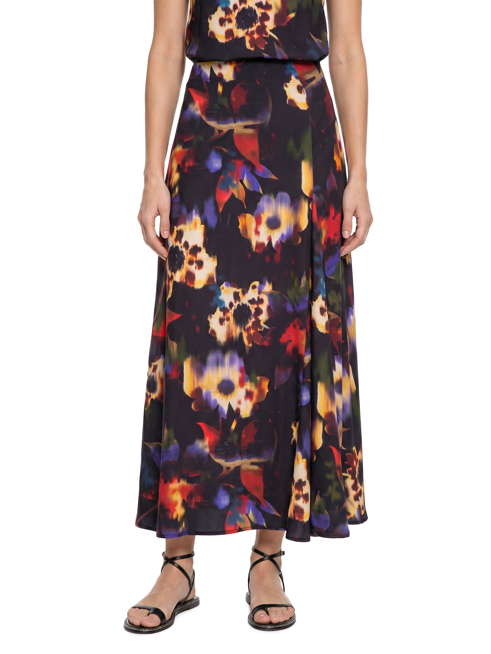 Saia Est Floral Glitch Preto Cantão