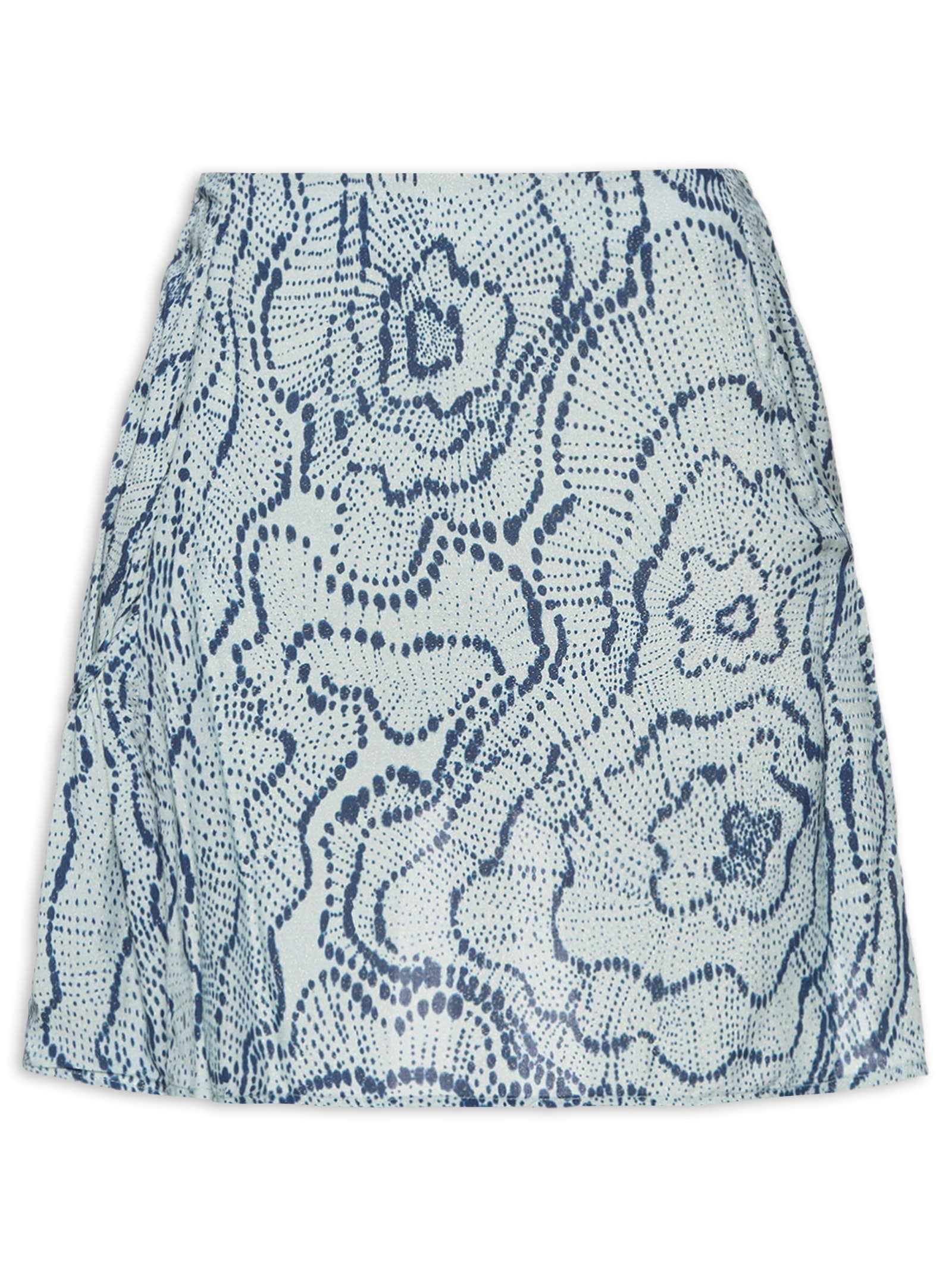 Saia Estampa Floral Anêmona E Ondas Azul Animale Jeans