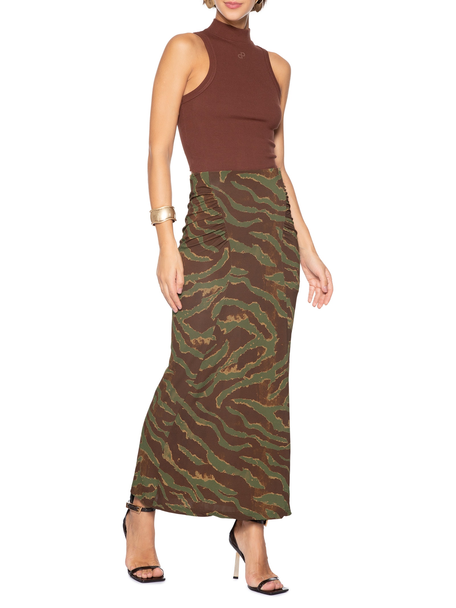 Saia Estampada Verde Open