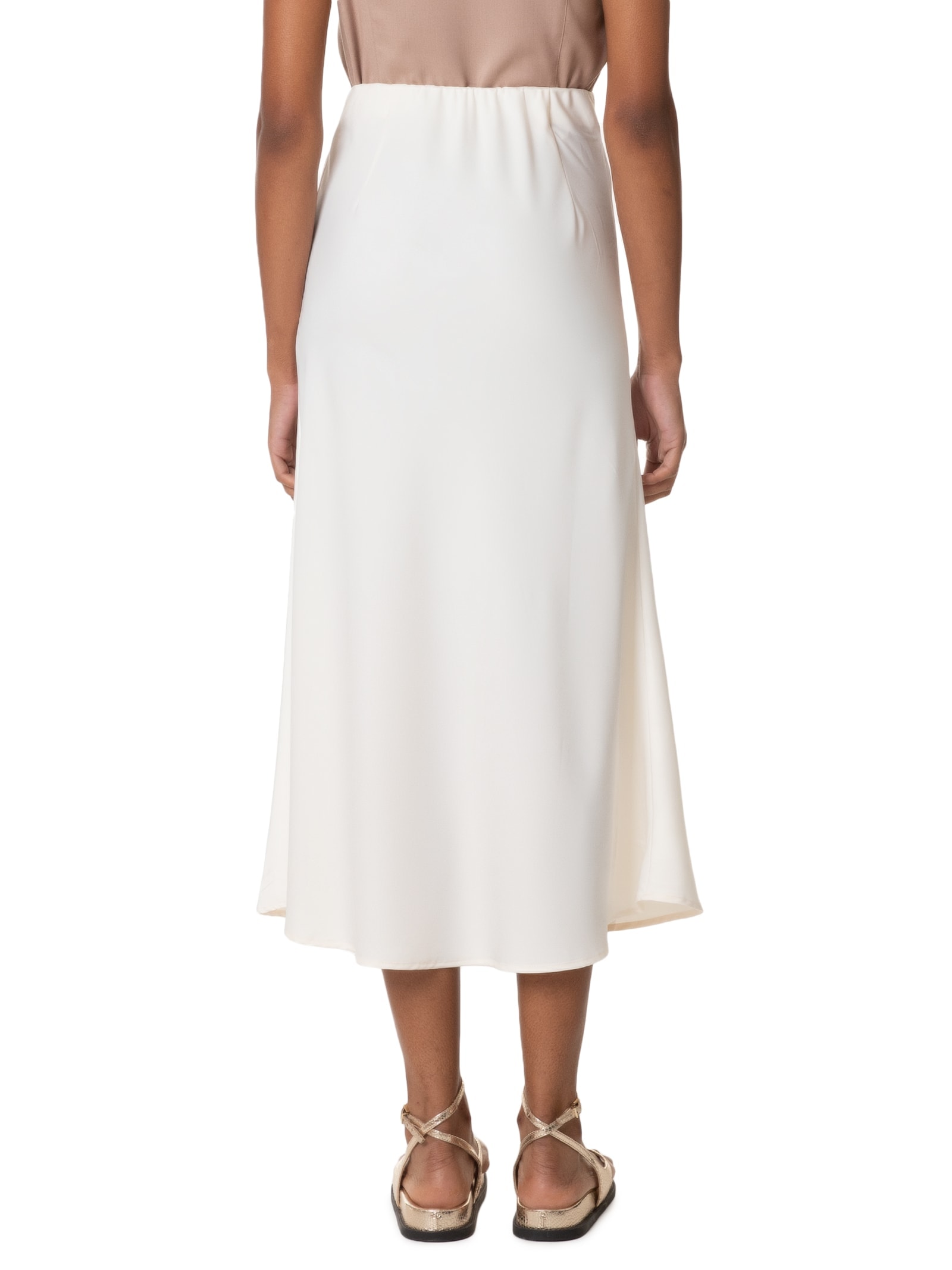 Saia Evasê Acetinada Off White Basiq