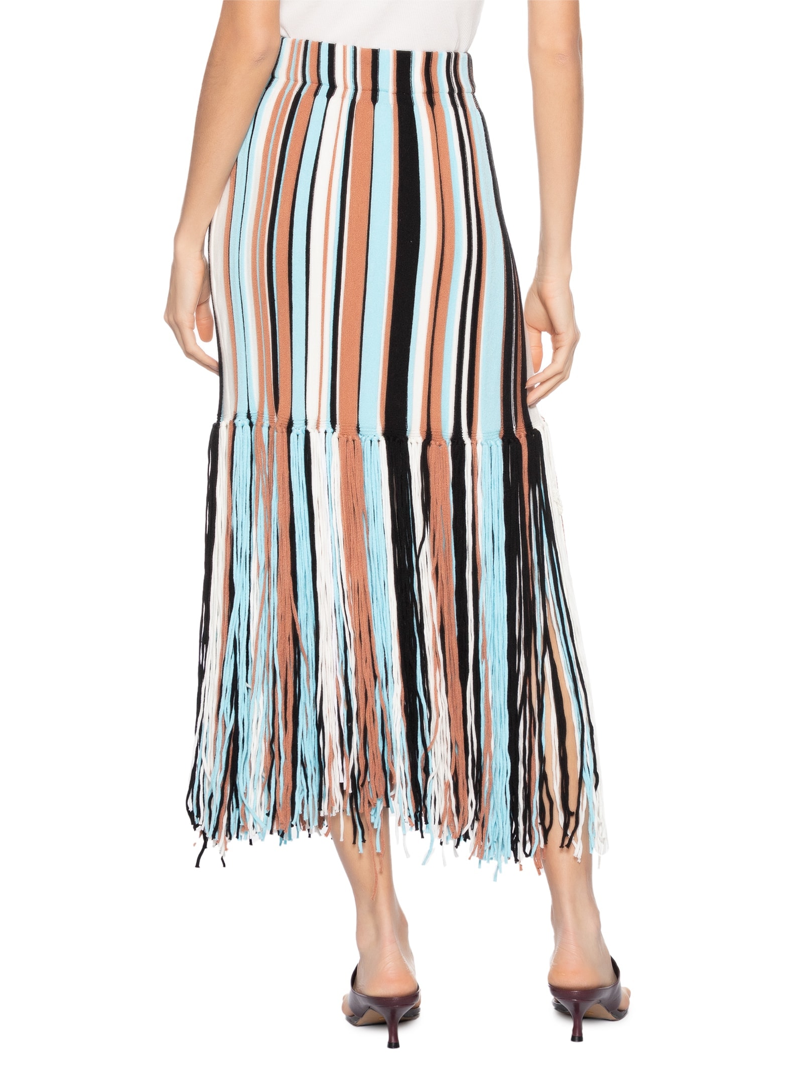 Saia Feminina Com Franjas Em Tricot Azul '2Essential