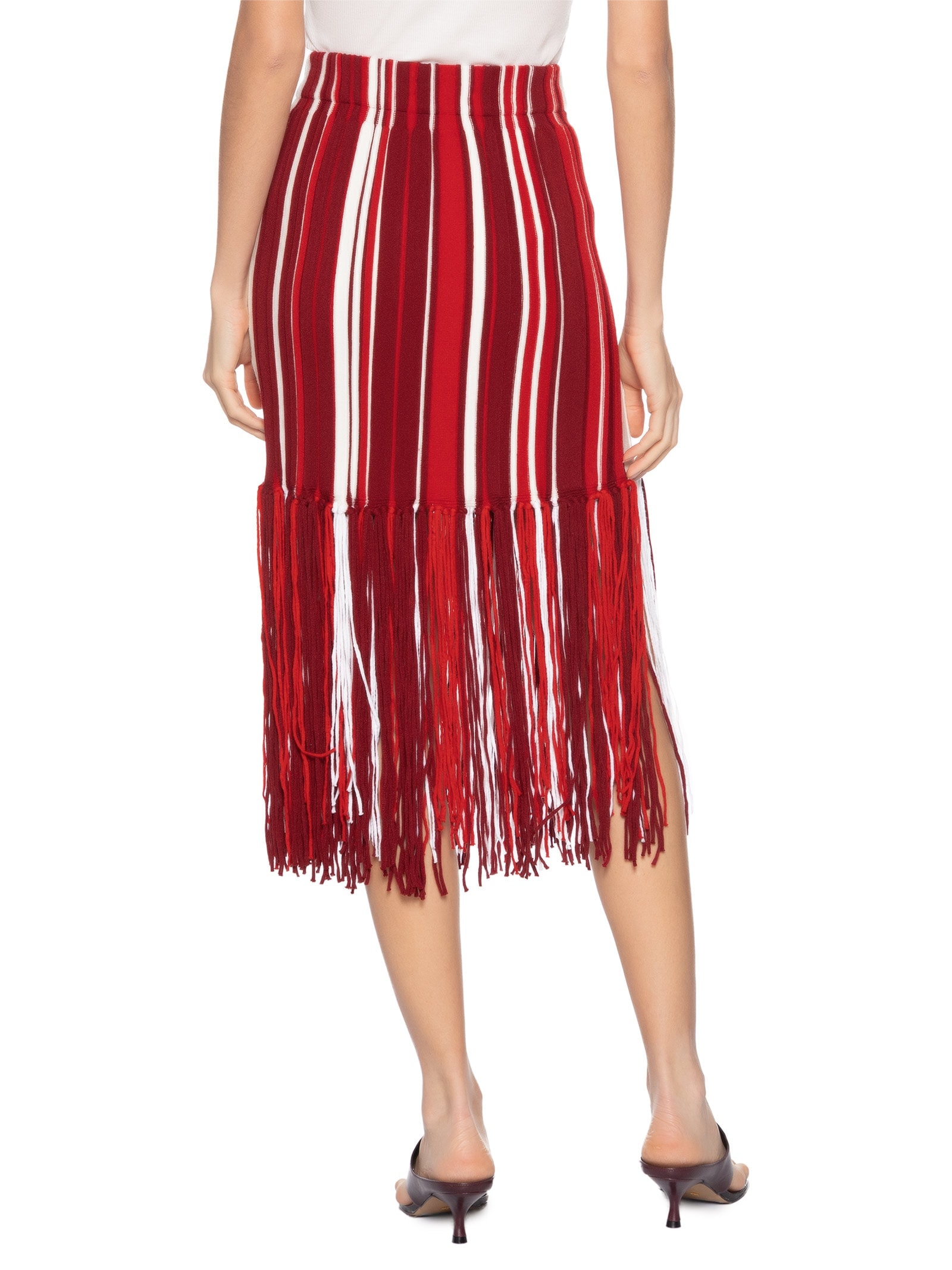 Saia Feminina Com Franjas Em Tricot Vermelho '2Essential
