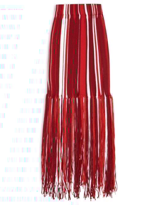 Saia Feminina Com Franjas Em Tricot – Vermelho