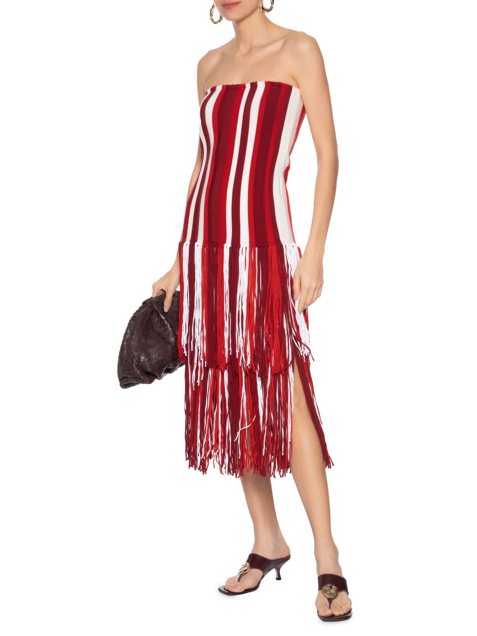 Saia Feminina Com Franjas Em Tricot Vermelho '2Essential