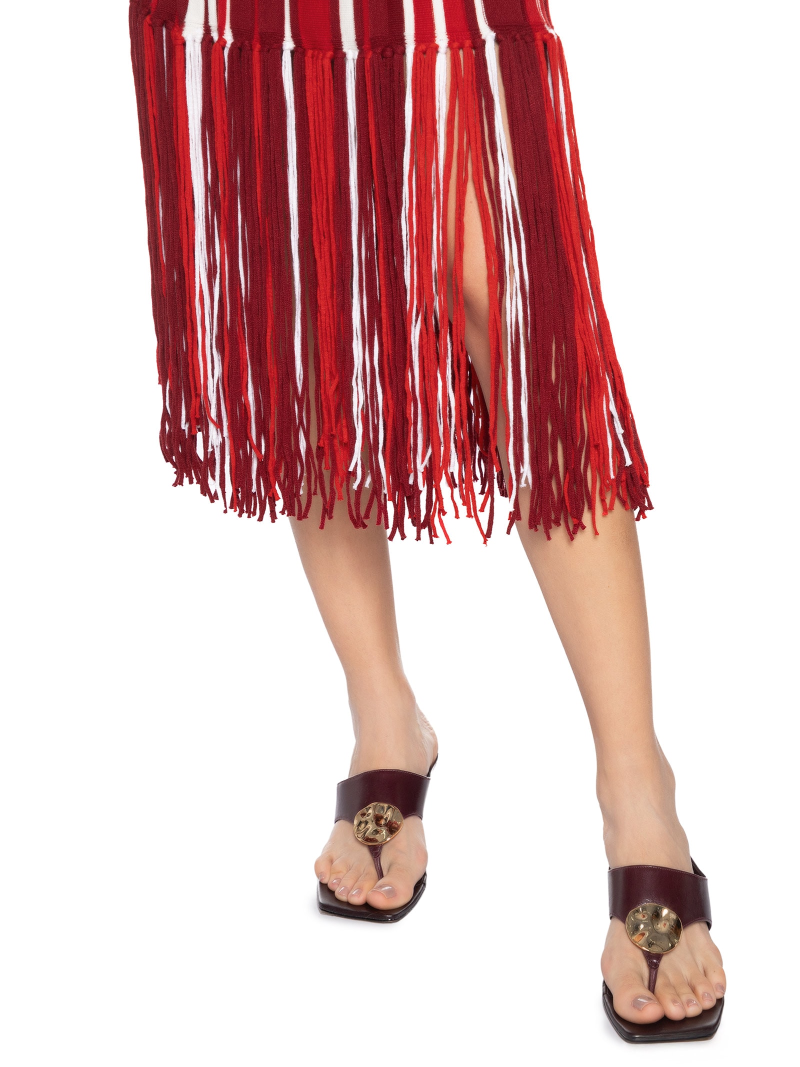 Saia Feminina Com Franjas Em Tricot Vermelho '2Essential