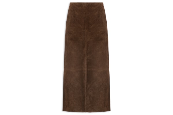 Saia Feminina Couro Longa Mary - Kate - Marrom