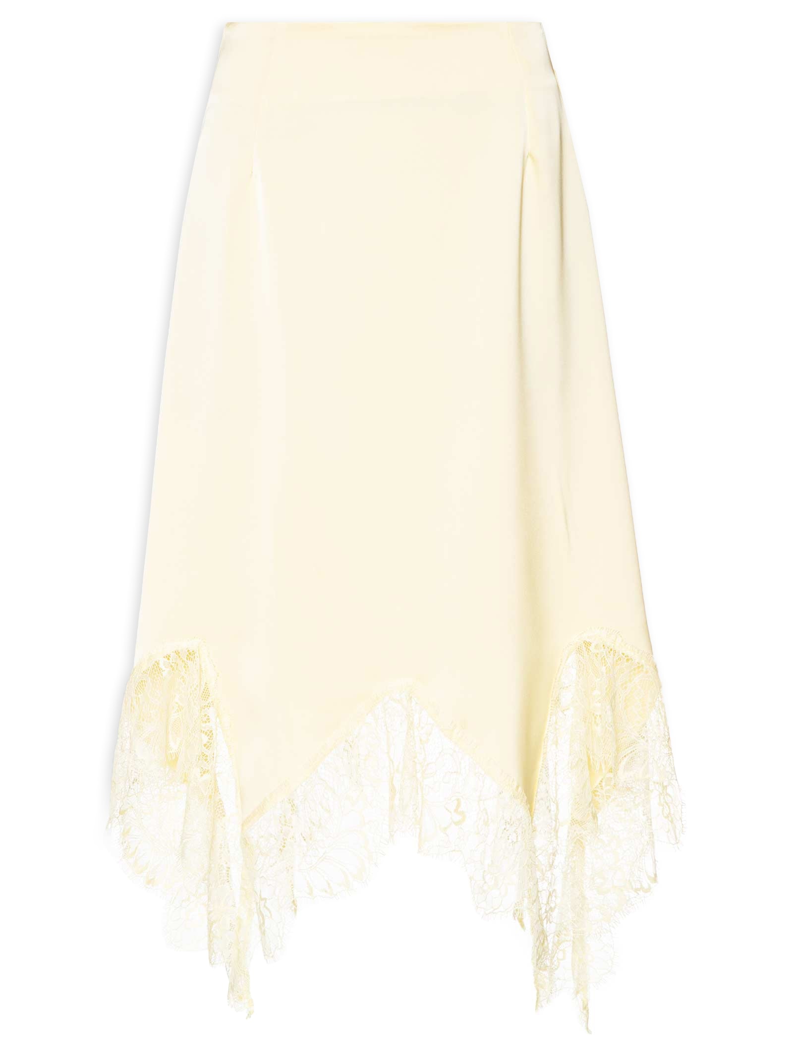 Saia Feminina Em Cetim Com Renda Amarelo Market 33