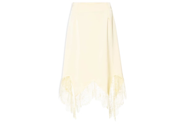 Saia Feminina Em Cetim Com Renda - Amarelo