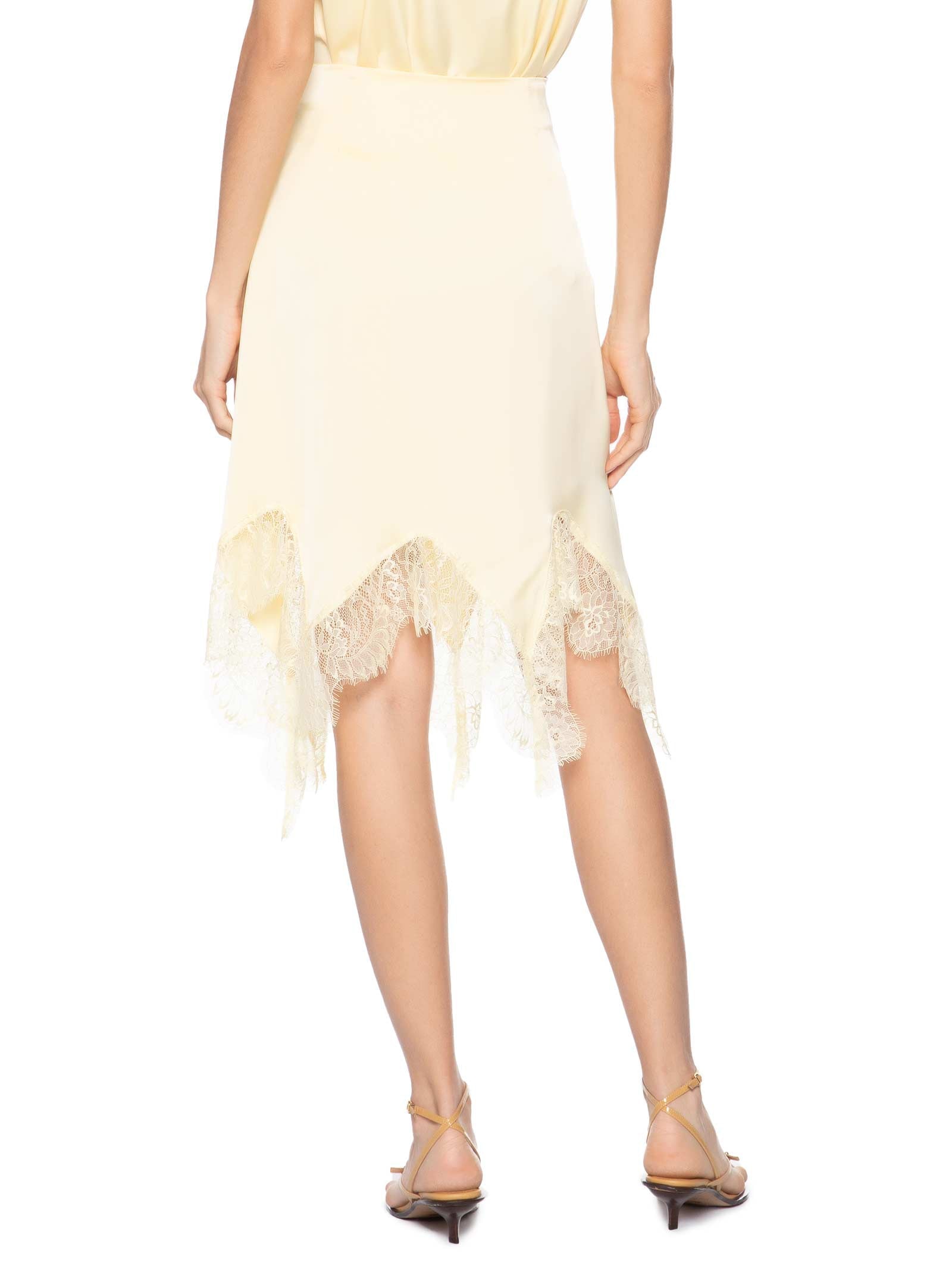 Saia Feminina Em Cetim Com Renda Amarelo Market 33