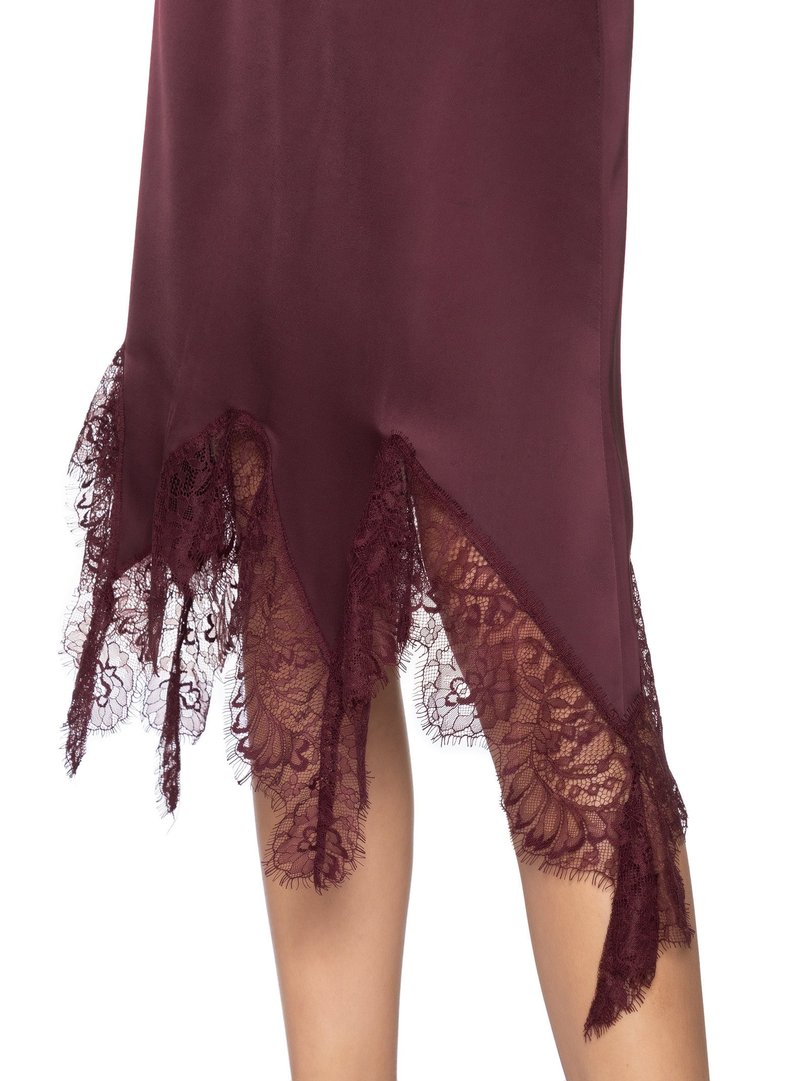 Saia Feminina Em Cetim Com Renda Marrom Market 33